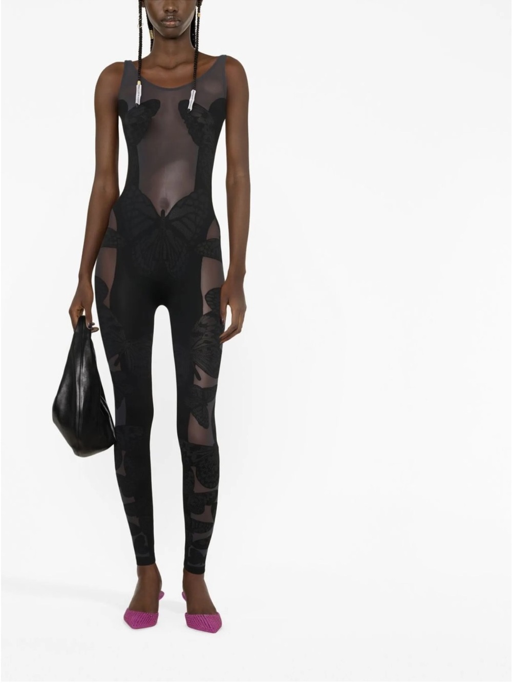 Wolford Sporty Butterfly Sheer Panel Jumpsuit Size Small